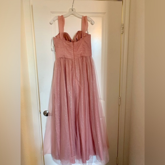 Off The Shoulder Glitter Tulle Ball Gown Prom Dress NWT Removable Straps!! Slit - Picture 4 of 6